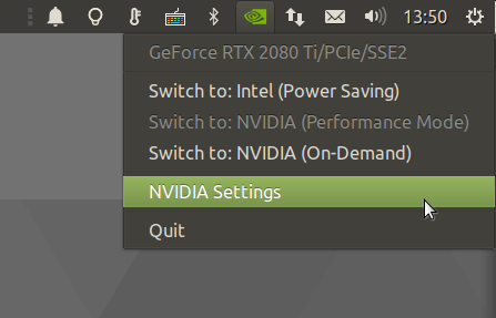 NVIDIA settings indicator.